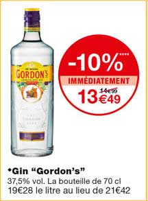gin "gordon's" -10% immédiatement