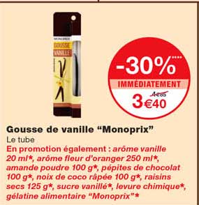 Gousse De Vanille "monoprix" -30% Immédiatement