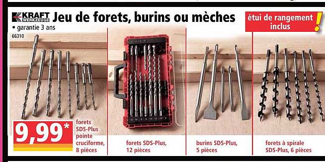 jeu de forets, burins ou mèches kraft werkzeuge