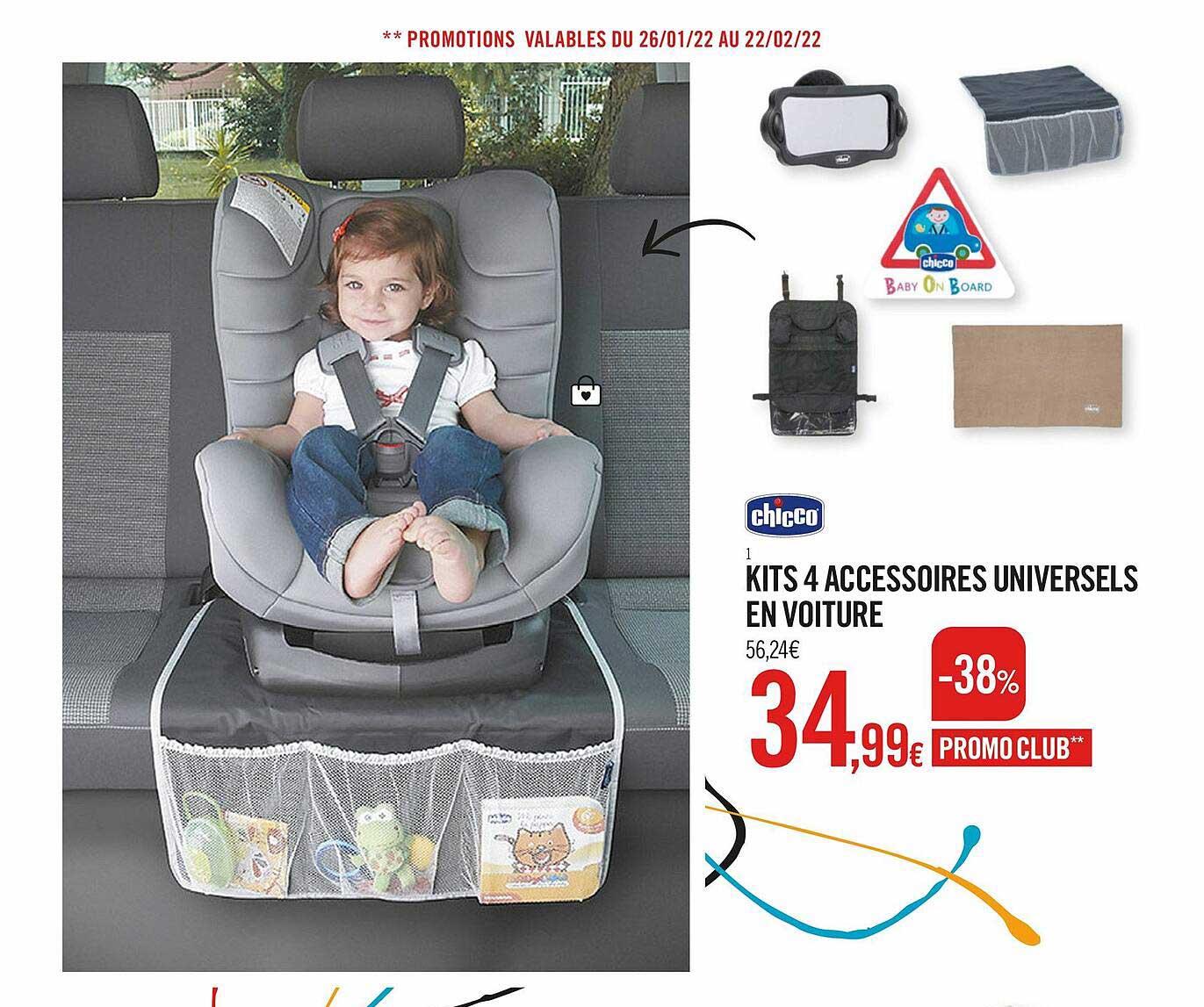 kits 4 accessoires unversels en voiture chicco