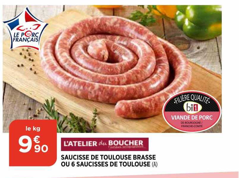 l'atelier du boucher saucisse de toulouse brasse ou 6 saucisses de toulouse