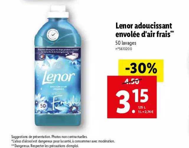 lenor adoucissant envolée d'air frais