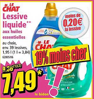 lessive liquide aux huiles essentielles le chat