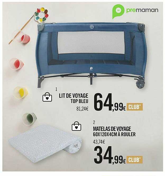 Lit De Voyage Top Bleu, Matelas De Voyage 60x120x4cm à Rouler