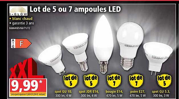 lot de 5 ou 7 ampoules led i-glow