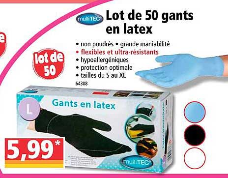 Lot De 50 Gants En Latex MultiTEC