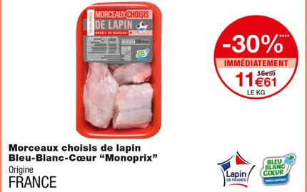 morceau choisis de lapin bleu-blanc-cœur -30% immédiatement