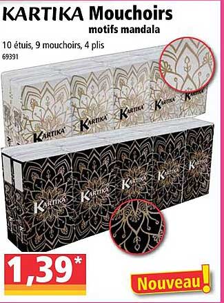 mouchoirs motifs mandala kartika