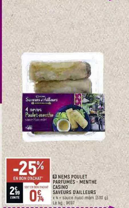 nems poulet parfumés - menthe casino saveurs d'ailleurs