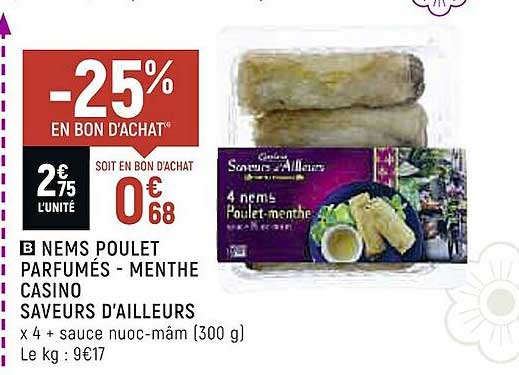 nems poulet parfumés - menthe casino saveurs d'ailleurs