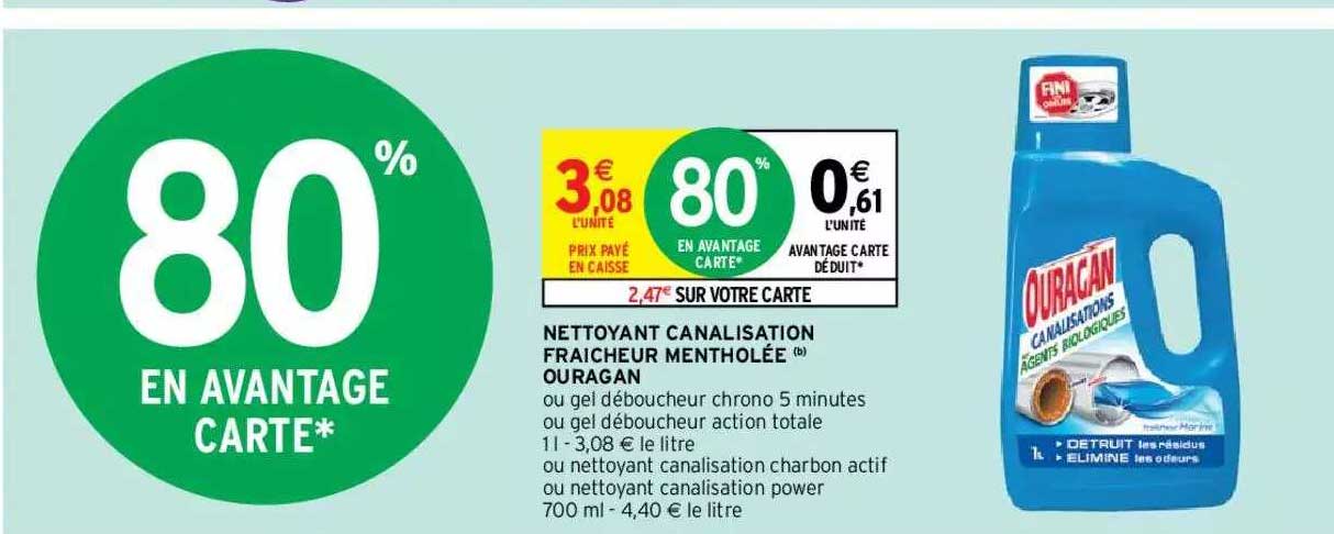 nettoyant canalisation fraîcheur mentholée ouragan
