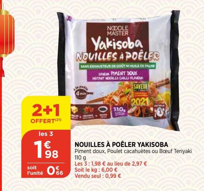nouilles à poêleer yakisoba 2+1 offert