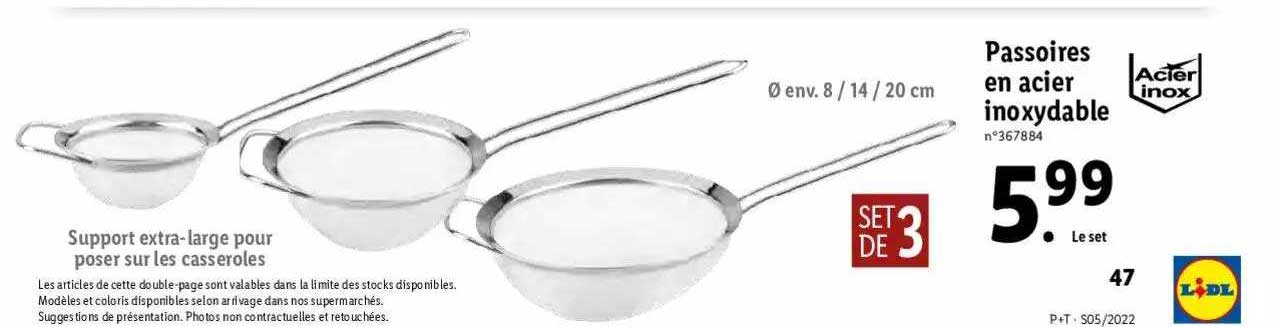 passoires en acier inoxydable