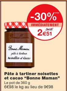 pâte à tartiner noisettes et cacao "bonne maman"
