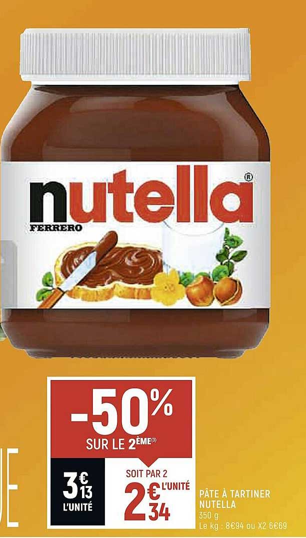 pâte à tartiner nutella -50% sur le 2eme