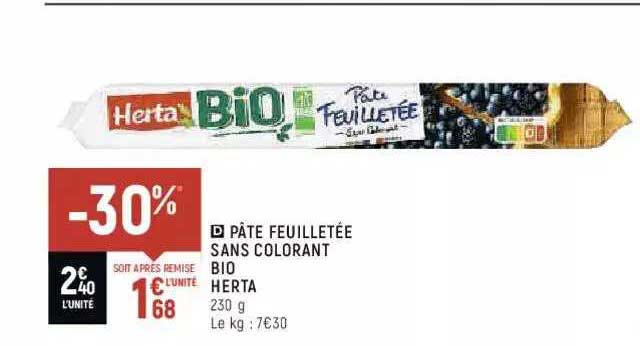 pâte feuilletée sans colorant bio herta