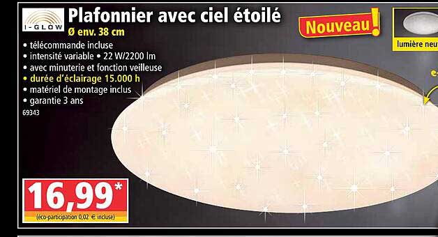 plafonnier avec ciel étoilé i-glow
