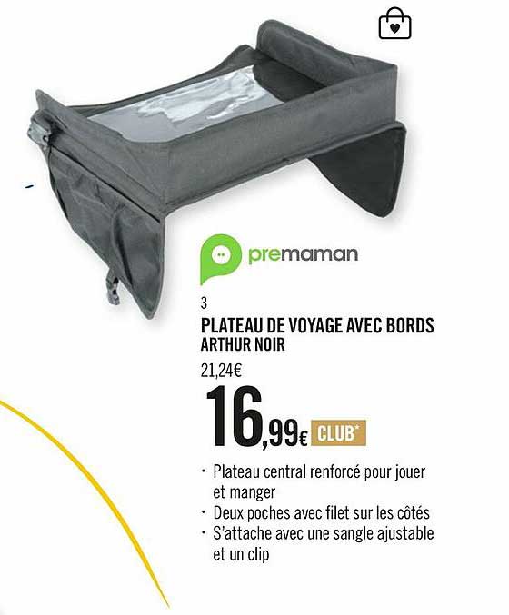 plateau de voyage avec bords arthur noir premaman