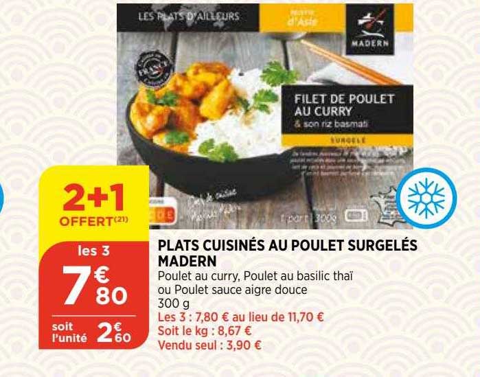 Plats Cuisinés Au Poulet Surgelés Madern 2+1 Offert
