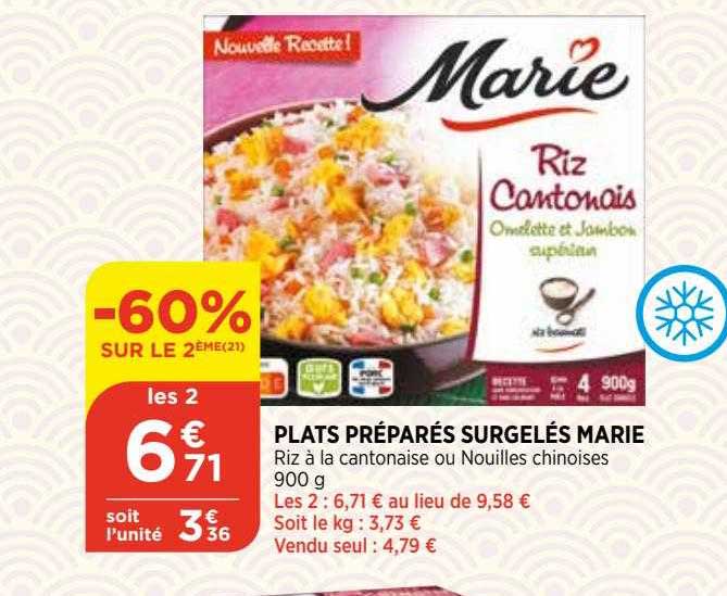 Plats Préparés Surgelés Marie -60% Sur Le 2eme