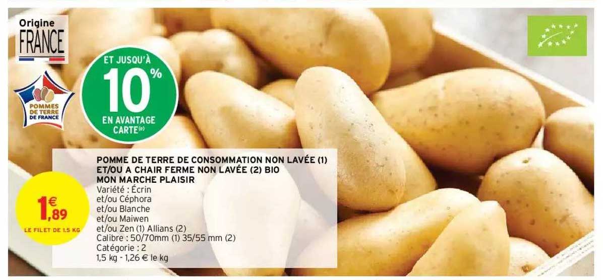 pomme de terre de consommation non lavée et-ou à chair ferme non lavée bio mon marché plaisir