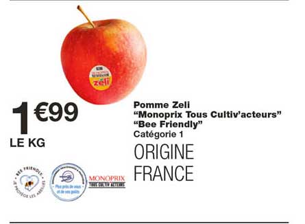 pomme zeli "monoprix tous cultiv'acteurs" "bee friendly"