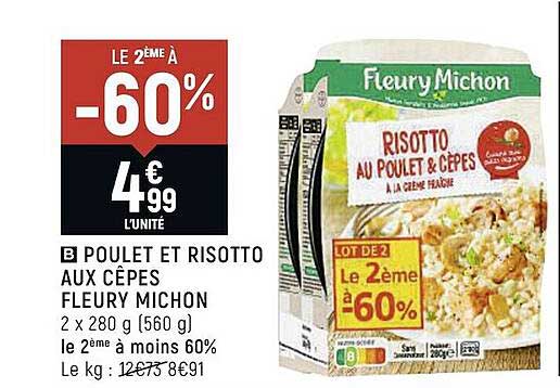 poulet et risotto aux cêpes fleury michon