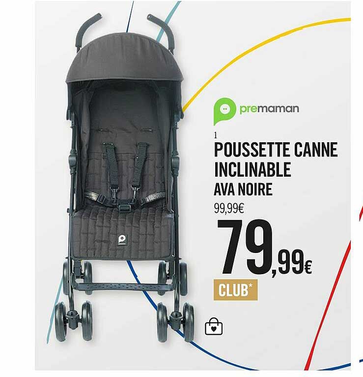 poussette canne inclinable ava noire premaman