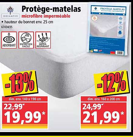 protège-matelas microfibre imperméable dreamtex