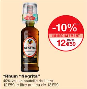 rhum "negrita" -10% immédiatement