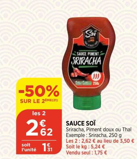 sauce soï -50% sur le 2eme