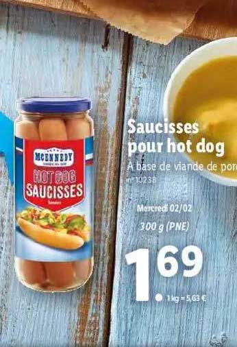 saucisses pour hot dog mcennedy