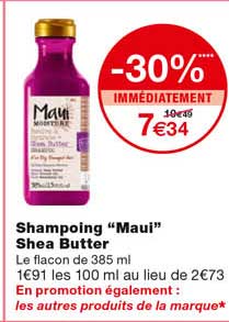 shampoing "maui" shea butter -30% immédiatement