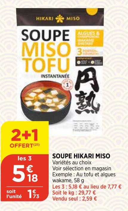 soupe hikari miso 2+1 offert
