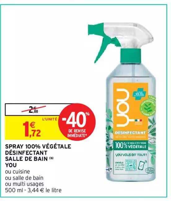 spray 100% végétale désinfectant salle de bain you