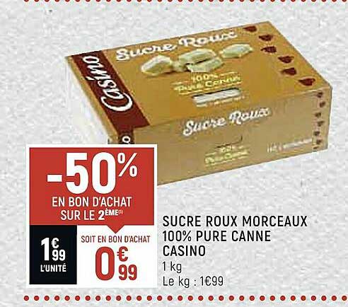 sucre roux morceaux 100% pure canne casino