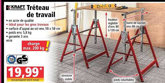tréteau de travail kraft werkzeuge