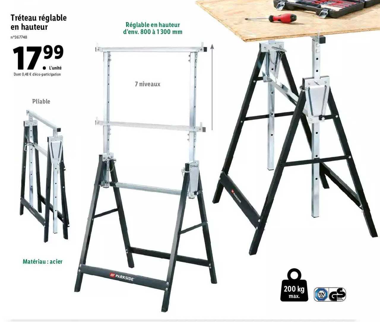 tréteau réglable en hauteur