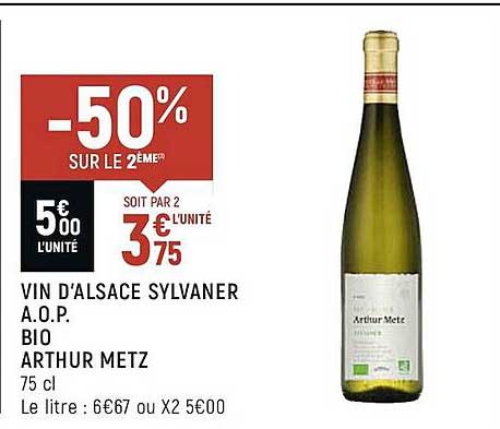 vin d'alsace sylvaner a.o.p. bio arthur metz