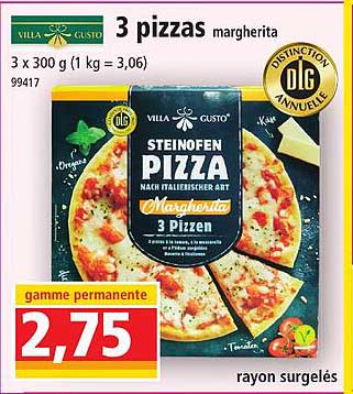 3 pizzas margherita villa gusto