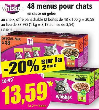 48 menus pour chats whiskas