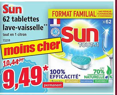 62 tablettes lave-vaisselle sun