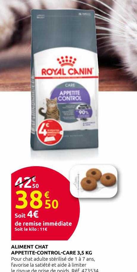 aliment chat appetite-control-care 3,5 kg royal canin
