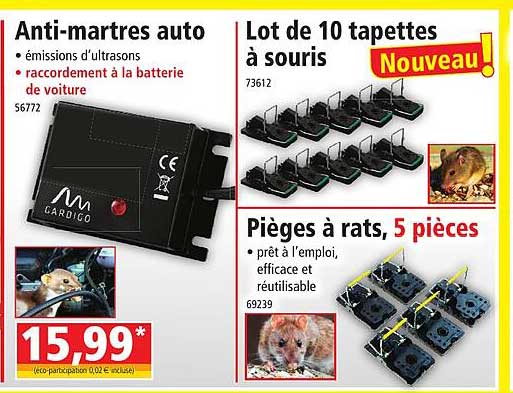 anti-martres auto, lot de 10 tapettes à souris