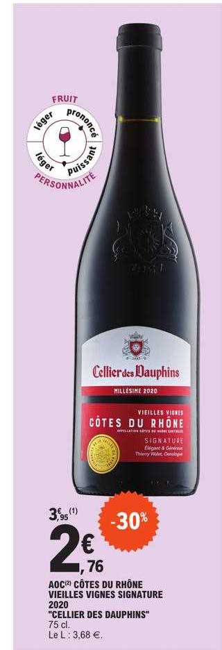 aoc côtes du rhône vieilles vignes signature 2020 "cellie des dauphins"