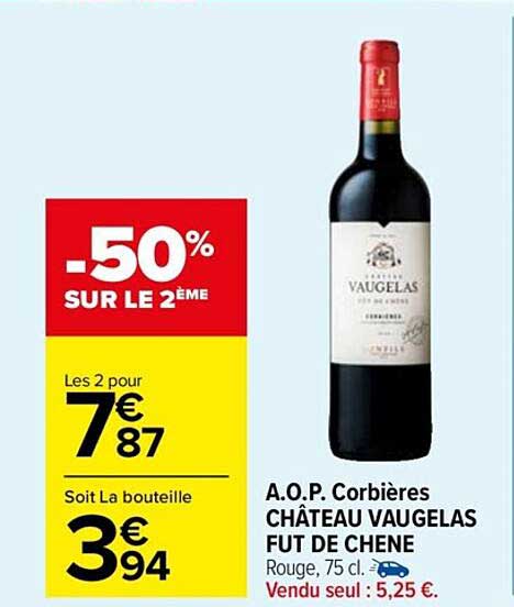 aop corbières château vaugelas fut de chene