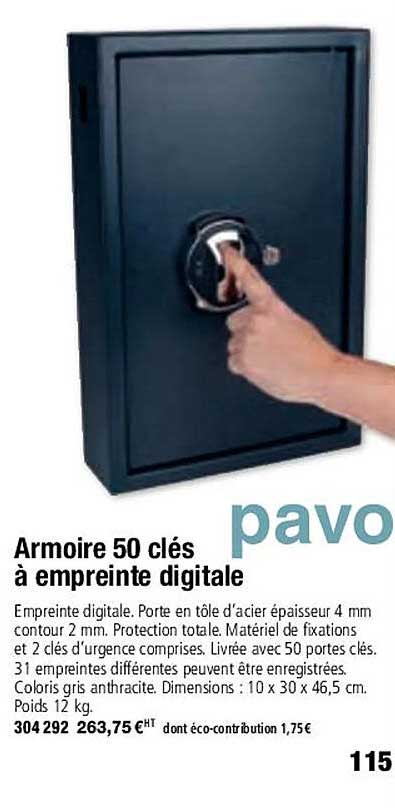 armoire 50 clés à empreinte digitale