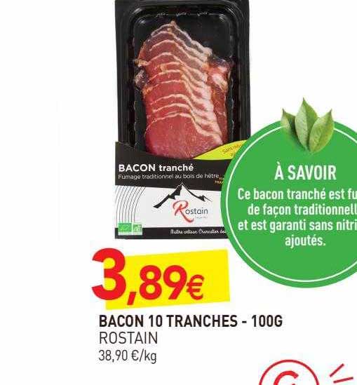 Bacon 10 Tranches Rostain - 100 G