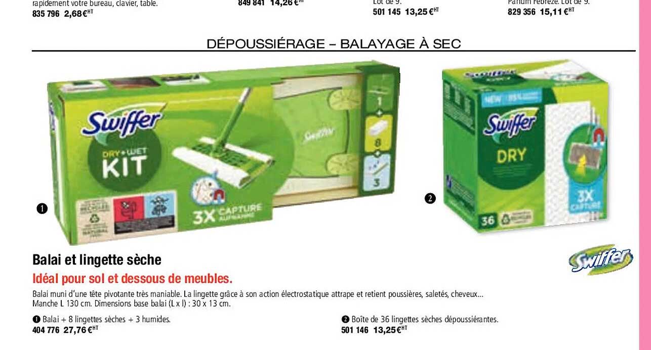 balai et lingette sèche swiffer