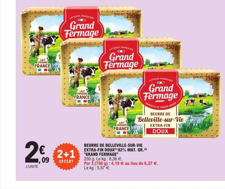 beurre de belleville-sur-vie extra-fin doux 82% mg "grand fermage"
